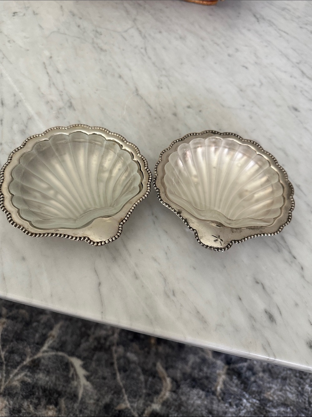 Vintage Celtic Made in England English Silver Plated Shell Trinket Set